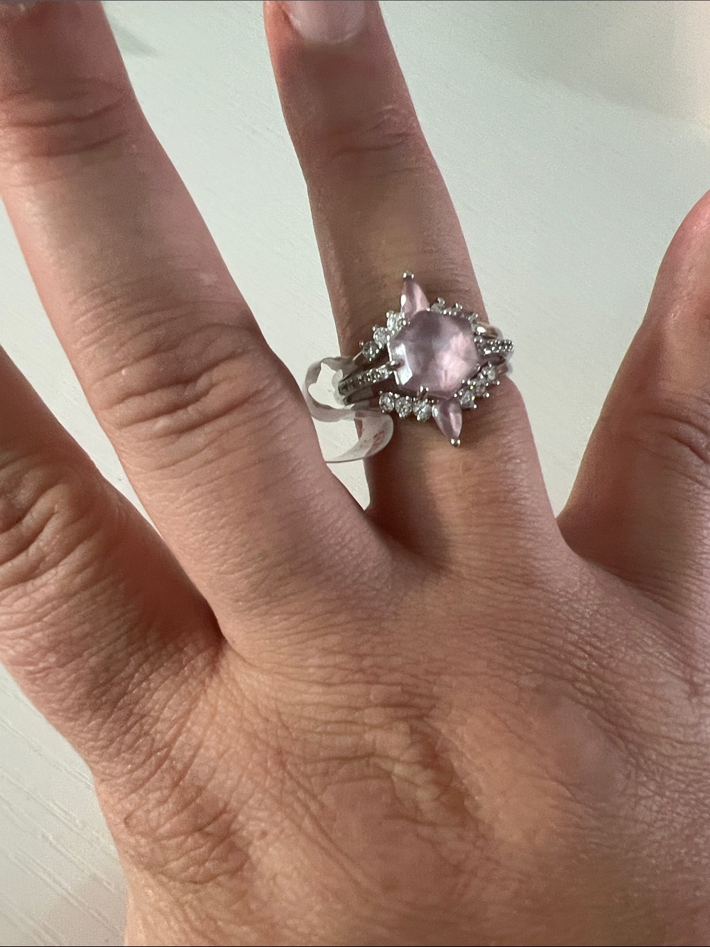 BP 2 in 1 stacker ring in rhodium - Bomb Party